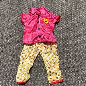 Pink Satin Shirt and Emoji Pants Set